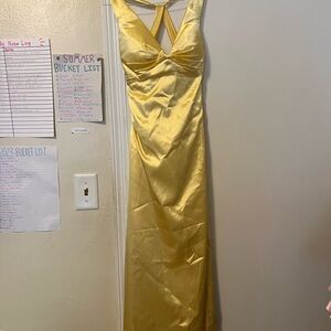 Elegant Yellow Satin Dress